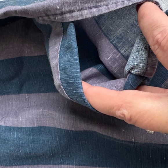 Gudrun Sjoden Women XL Stripe Oversized Linen cotton Purple Stripe Dress cozy - Picture 6 of 10